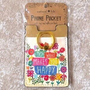 Brand New Natural Life Cell Phone Pocket Ring Adhesive Back Colorful Floral